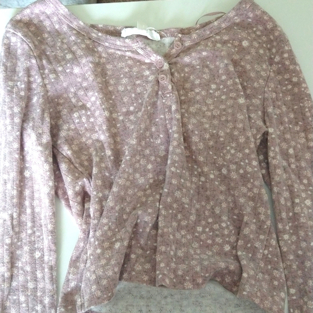 Pink rose long sleeve floral shirt